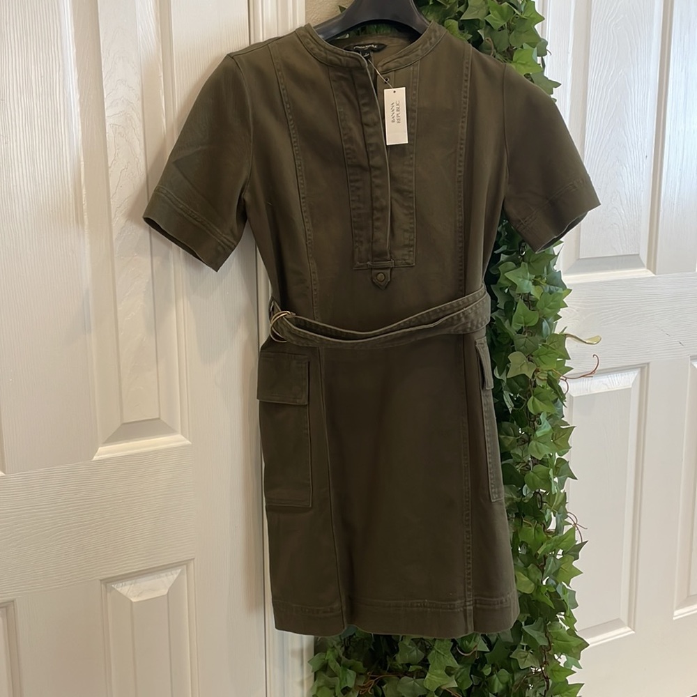 Olive Green Denim Dress